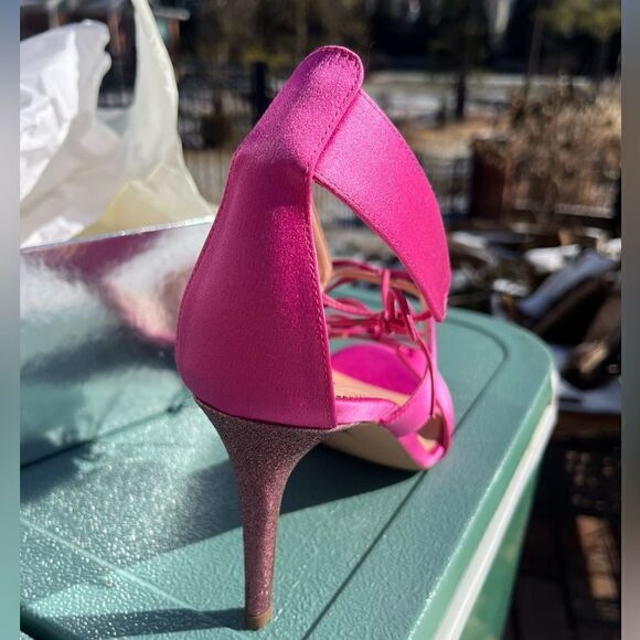 J Crew Collection Rylie Lace Up Heels in Italian Satin NIB - Picture 10 of 13